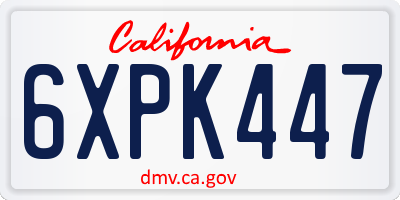 CA license plate 6XPK447