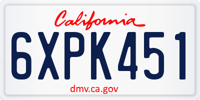 CA license plate 6XPK451