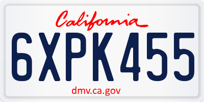 CA license plate 6XPK455