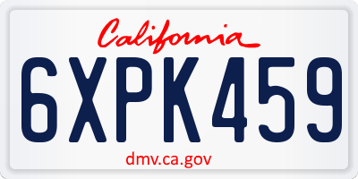 CA license plate 6XPK459