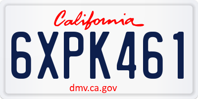 CA license plate 6XPK461