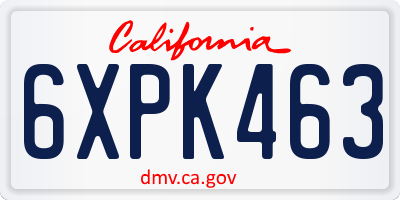 CA license plate 6XPK463