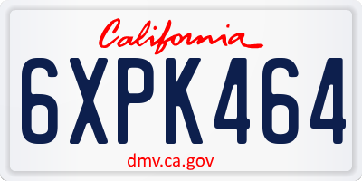 CA license plate 6XPK464