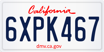 CA license plate 6XPK467
