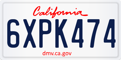 CA license plate 6XPK474