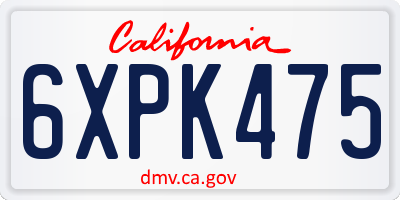 CA license plate 6XPK475