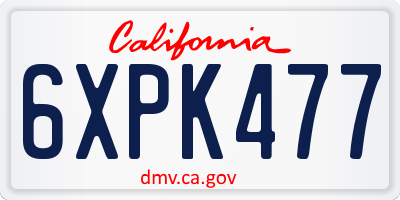 CA license plate 6XPK477