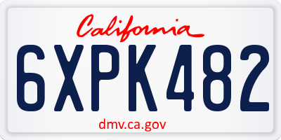 CA license plate 6XPK482