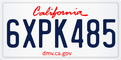 CA license plate 6XPK485