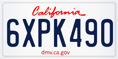 CA license plate 6XPK490