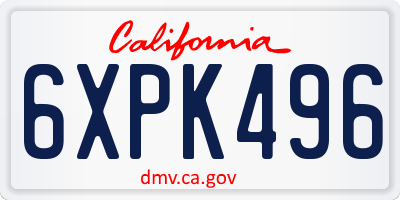 CA license plate 6XPK496