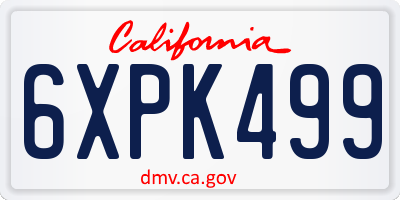 CA license plate 6XPK499
