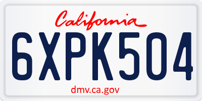 CA license plate 6XPK504