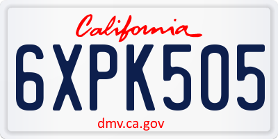 CA license plate 6XPK505