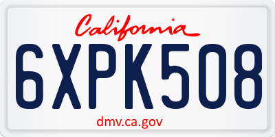 CA license plate 6XPK508