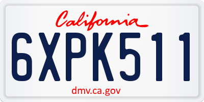 CA license plate 6XPK511