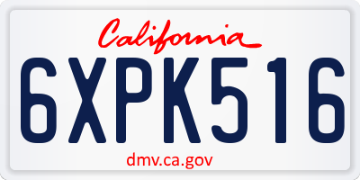 CA license plate 6XPK516