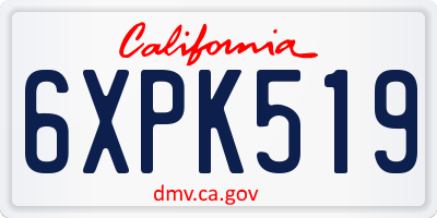 CA license plate 6XPK519