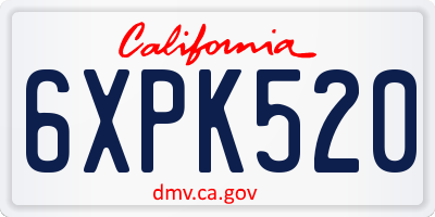 CA license plate 6XPK520