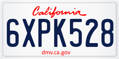 CA license plate 6XPK528