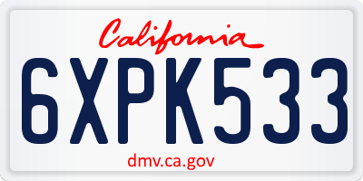 CA license plate 6XPK533