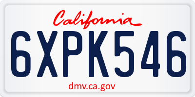 CA license plate 6XPK546