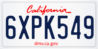 CA license plate 6XPK549