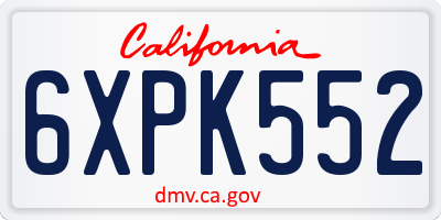 CA license plate 6XPK552