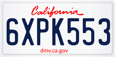 CA license plate 6XPK553