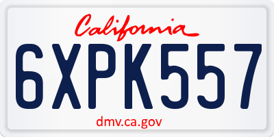 CA license plate 6XPK557
