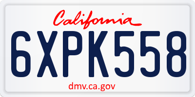 CA license plate 6XPK558