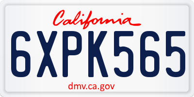 CA license plate 6XPK565