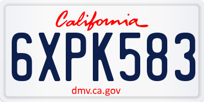 CA license plate 6XPK583