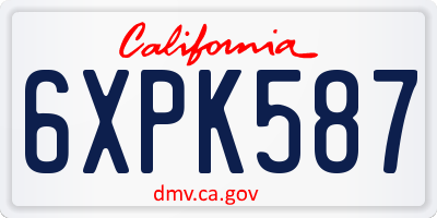 CA license plate 6XPK587