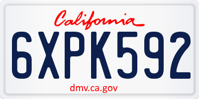 CA license plate 6XPK592