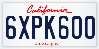 CA license plate 6XPK600