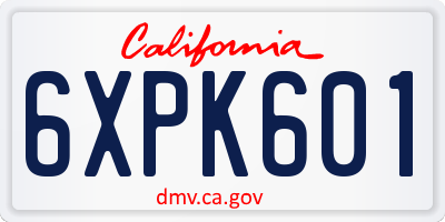 CA license plate 6XPK601
