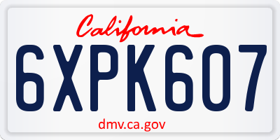 CA license plate 6XPK607