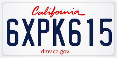 CA license plate 6XPK615