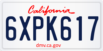 CA license plate 6XPK617