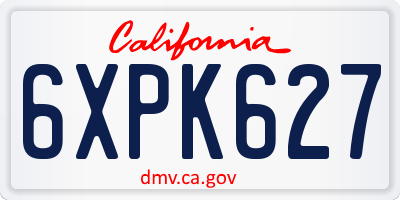 CA license plate 6XPK627