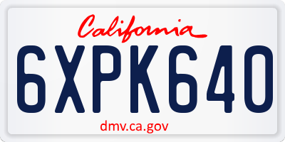 CA license plate 6XPK640