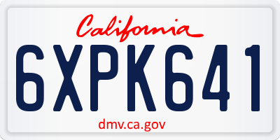 CA license plate 6XPK641