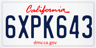 CA license plate 6XPK643