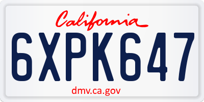CA license plate 6XPK647