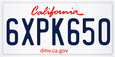 CA license plate 6XPK650