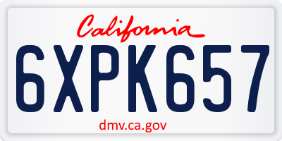 CA license plate 6XPK657