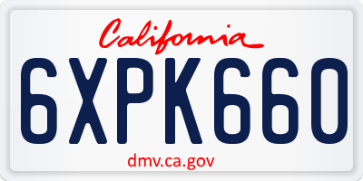 CA license plate 6XPK660