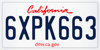 CA license plate 6XPK663