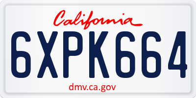 CA license plate 6XPK664